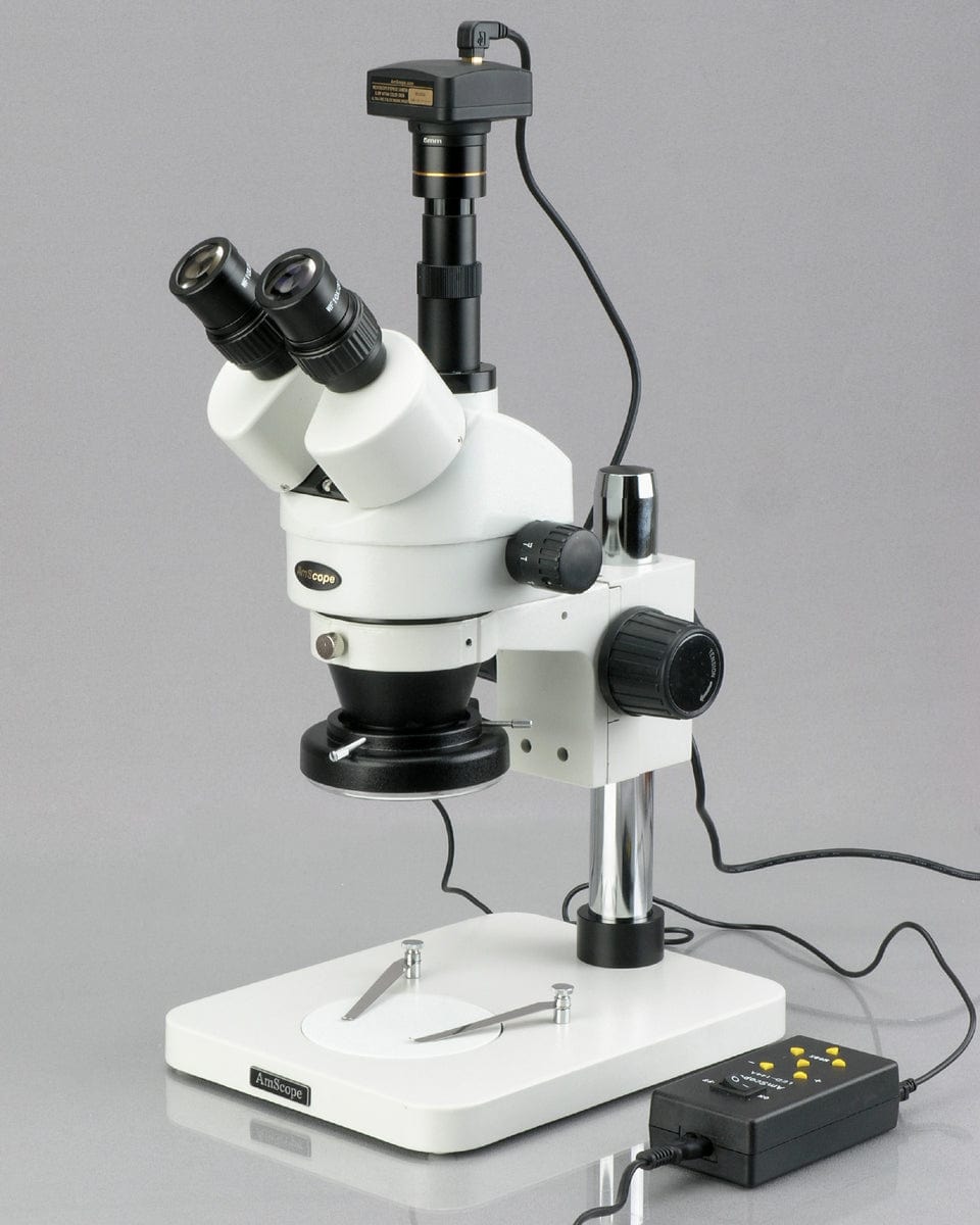 Amscope SM-1TSZ-144A 3.5X - 90X Trinocular Inspection Zoom Stereo Microscope with 144 LED 4 Zone Light New