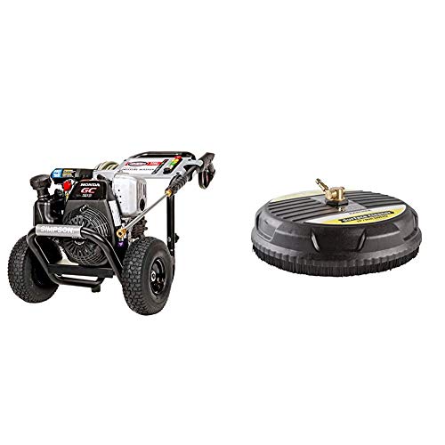 Simpson Cleaning MSH3125 MegaShot Gas Pressure Washer Powered by Honda GC190, 3200 PSI at 2.5 GPM, Black & Karcher 15-Inch Pressure Washer Surface Cleaner Attachment, 3200 PSI Rating