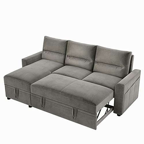 UNIROI Modern Sectional Bed with 6 Side Pockets, 82.5