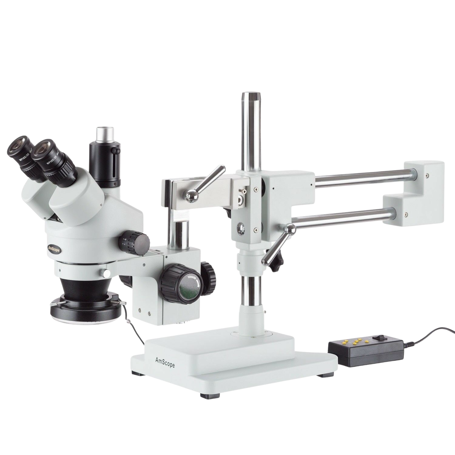 Amscope SM-4TX-144A 3.5X - 45X Trinocular Stereo Microscope with 4 Zone 144 LED Ring Light New