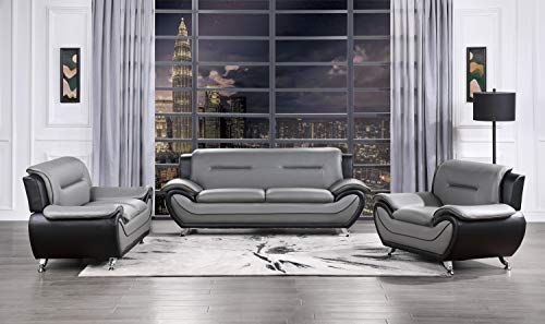Lexicon Muncie 3-Piece Living Room Sofa Set, Gray/Black