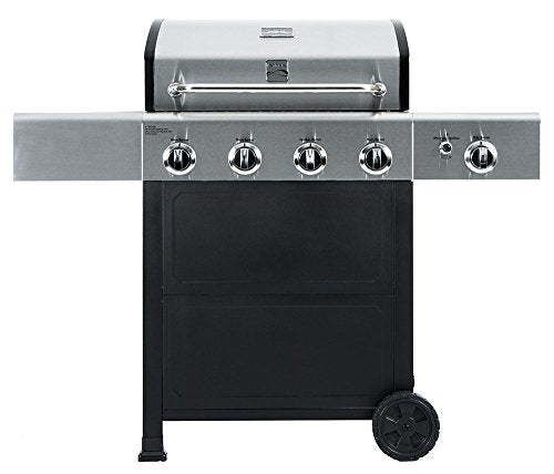 Kenmore PG-40406SOL Outdoor Patio 4 Burner Gas BBQ Propane Grill With Side Burner in , Black/Stainless Steel
