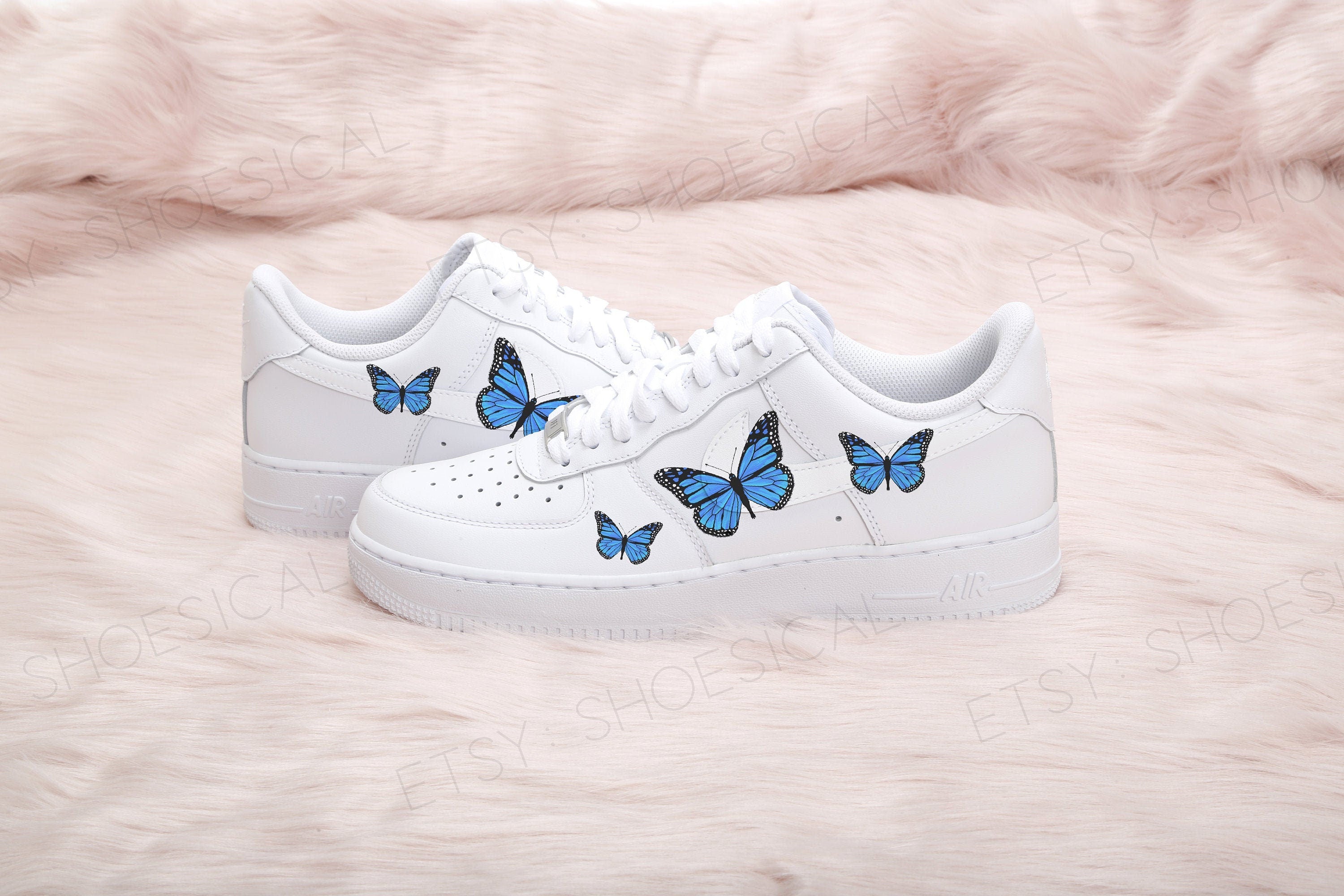 Blue Butterfly Nike Air Force 1 Custom Air Force Ones Mens Womens