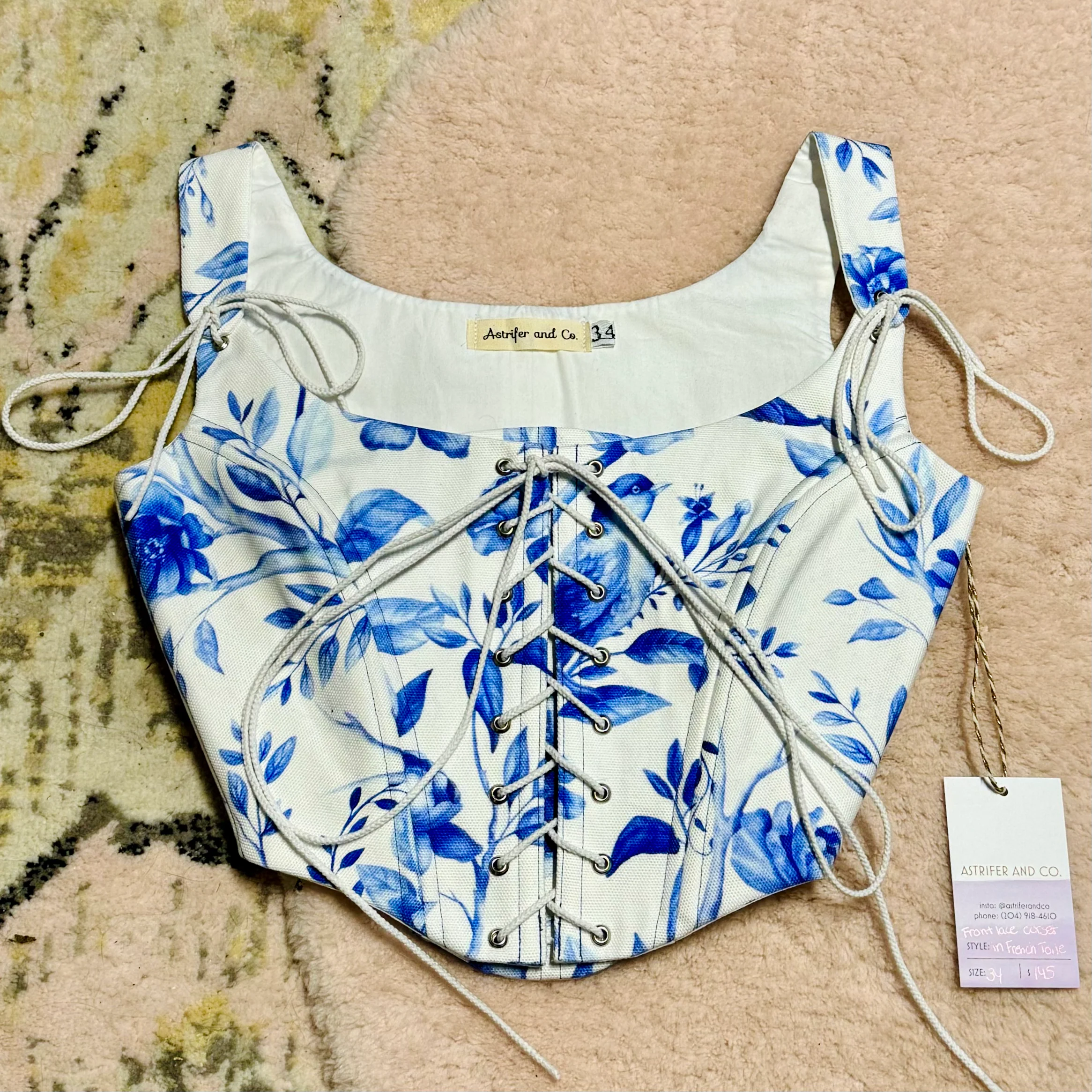 Front Lace Corset in Toile de Ville