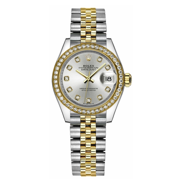 Lady-Datejust Silver Diamond Watch 28mm