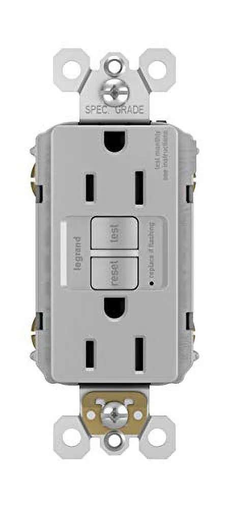 Legrand radiant Self-Test GFCI Outlet, 15 Amp, Safe for Kids, Tamper Resistant Outlets, Gray, 1597TRGRYCCD4