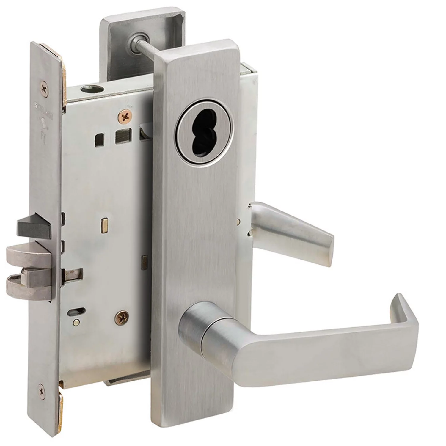 Schlage L9070J 06L 626 Grade 1 Classroom Mortise Lock Schlage FSIC Less Core 06 Lever L Escutcheon Satin Chrome Finish Field Reversible