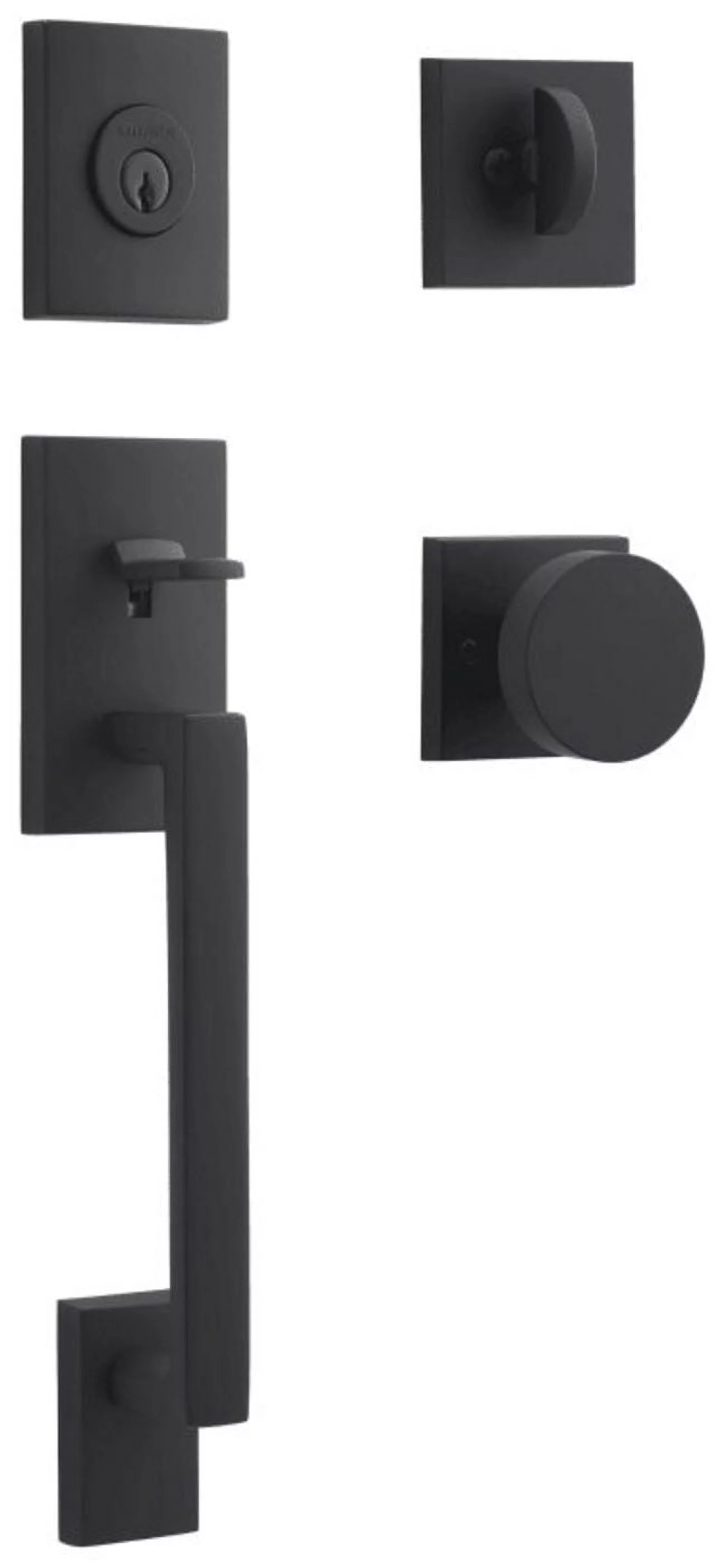 Baldwin Reserve SCLAJxCONCSR190 Single Cylinder La Jolla Handleset Contemporary Knob Contemporary Square Rose Satin Black Finish
