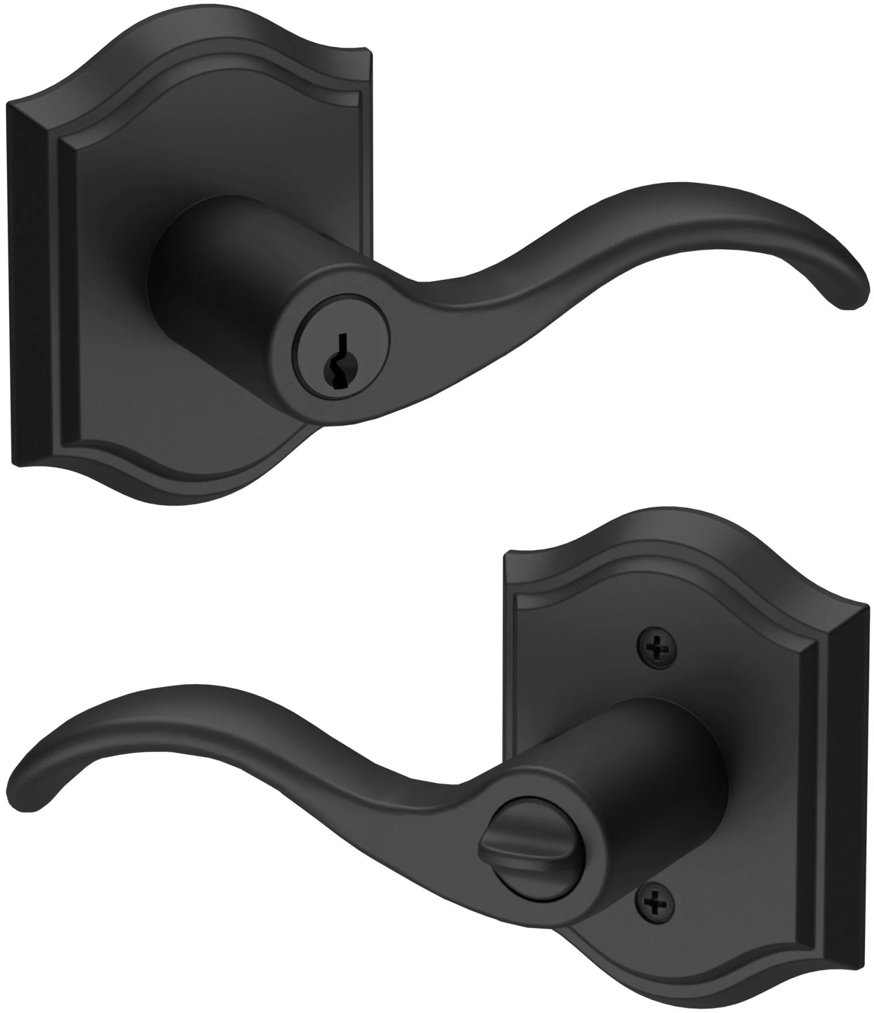 Baldwin En.Cur.R.Tar Curve Right Handed Single Cylinder Keyed Entry Door Lever - Black