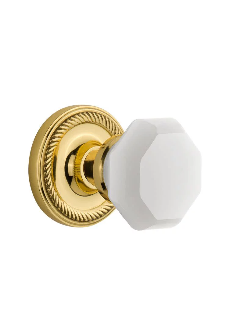 Nostalgic Warehouse Ropwaw_Psg_234_Nk Rope Solid Brass Rose Passage Door Knob Set - Brass