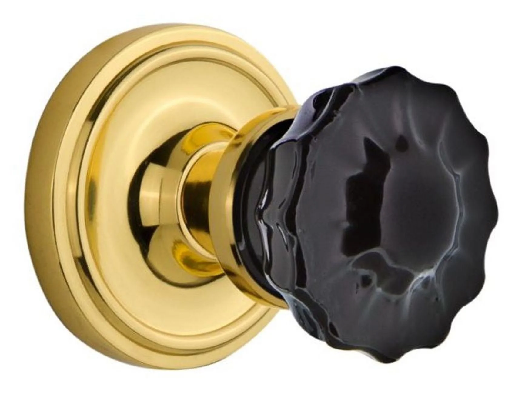 Nostalgic Warehouse Black Crystal Door Knob with Classic Rosette