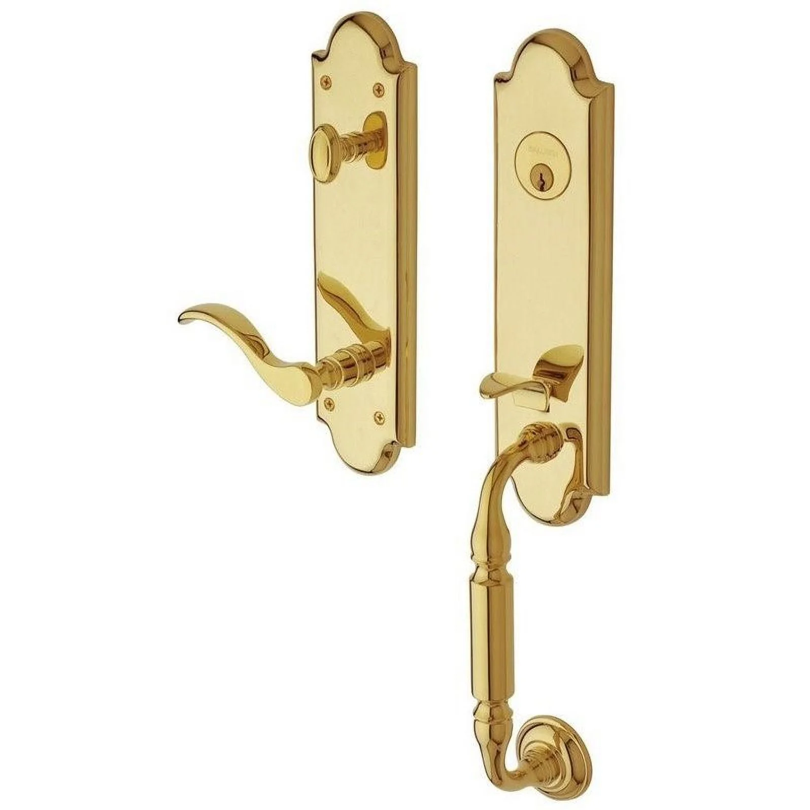 Baldwin Right Handed Manchester Handleset Wave Lever - Lifetime Polished Brass