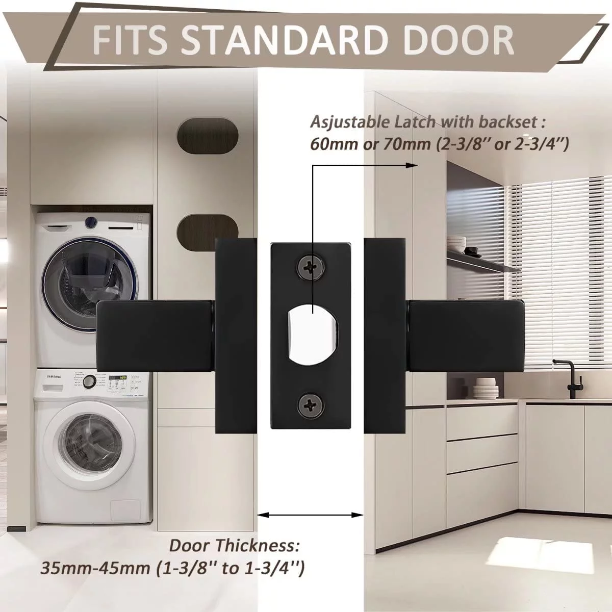 10 pack probrico square door lever door lock handle lockset keyless doorknobs passage knobs lockset interior hallway passage closet dl01-bk-ps in black
