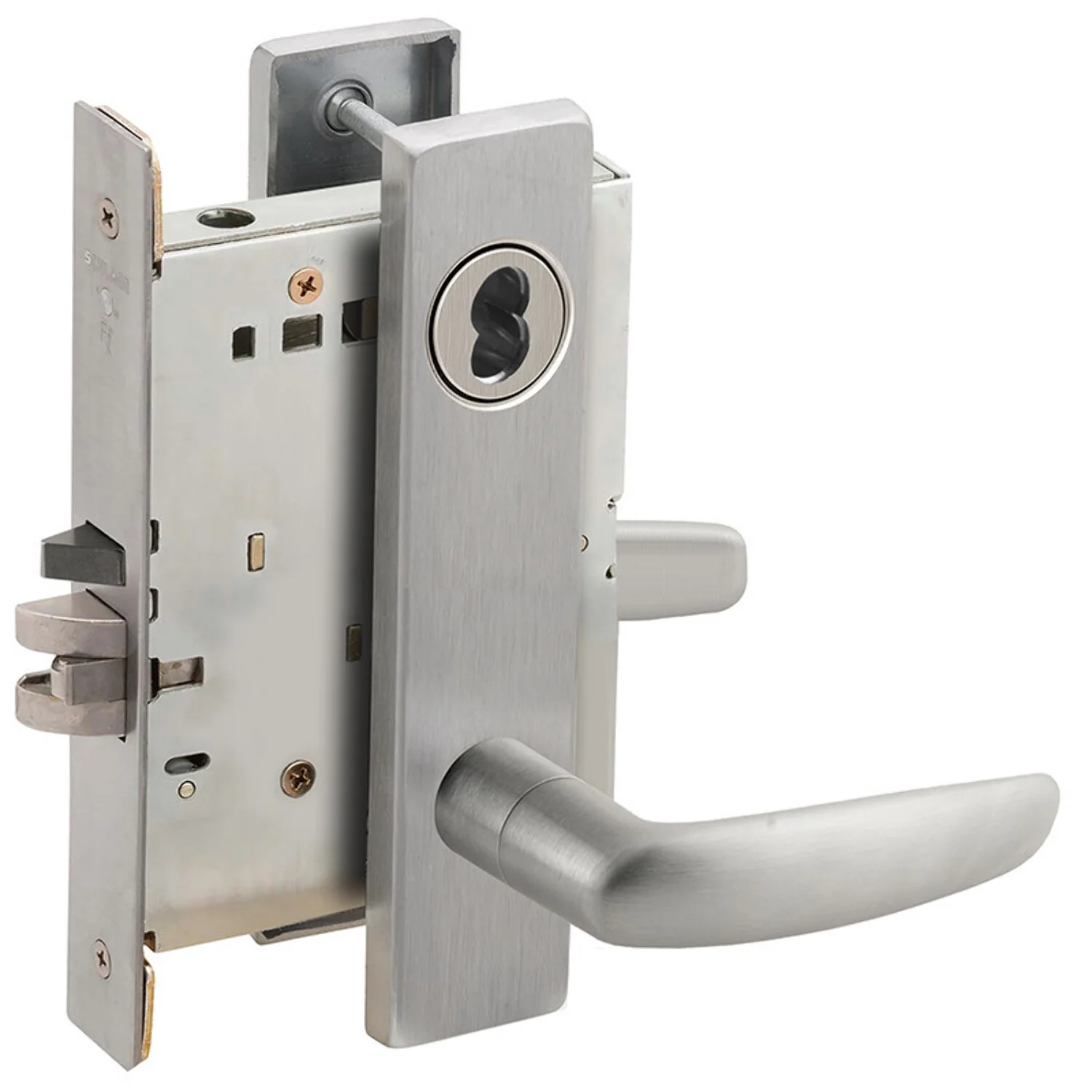 Schlage L9080J 07L 626 Grade 1 Storeroom Mortise Lock Schlage FSIC Less Core 07 Lever L Escutcheon Satin Chrome Finish Field Reversible