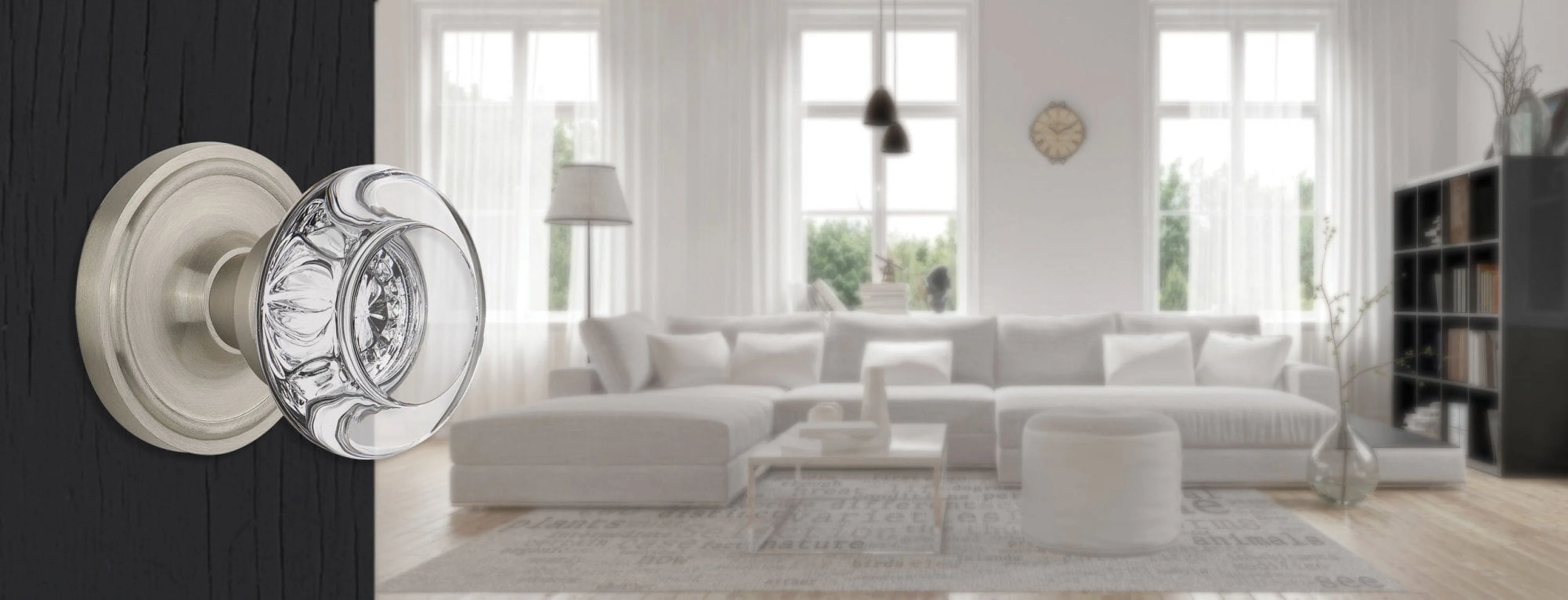 Nostalgic Warehouse Clarcc_Prv_238_Nk Round Clear Crystal Privacy Door Knob Set - Chrome