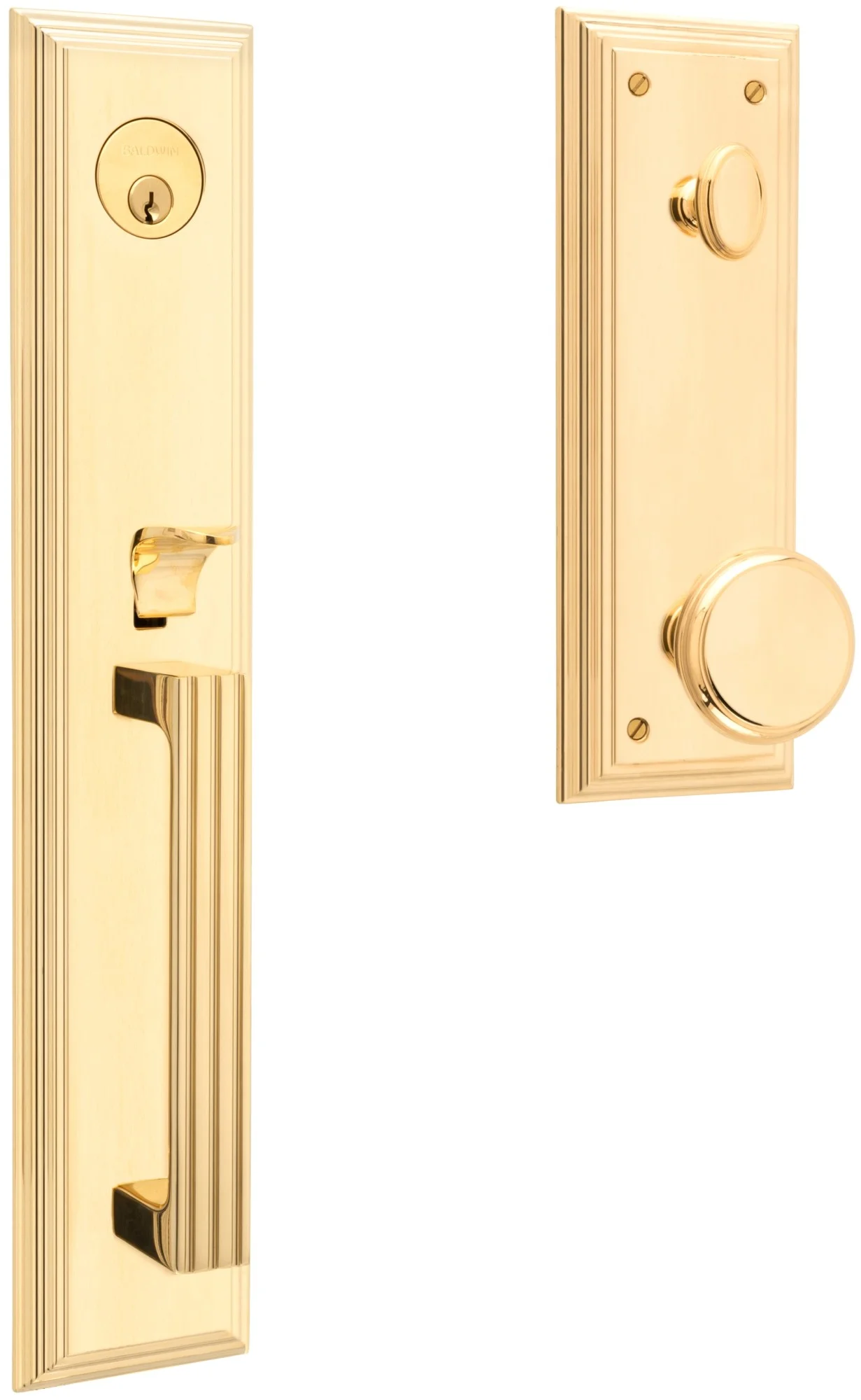 Baldwin 85342.Entr Tremont Full Plate Single Cylinder Keyed Entry Handleset - Brass