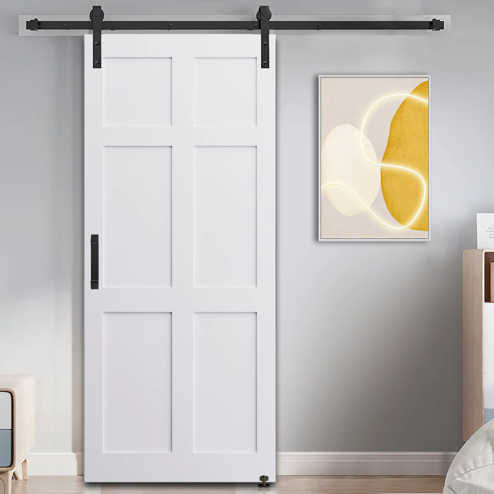 Modern Barn Door Slab with Sliding Hardware Kit - [{'Package 1': '40.55*3.54*3.54 in', 'Package 2': '81.8*12.2*4.33 in'}] - Upgrade your space with this DIY barn door kit!