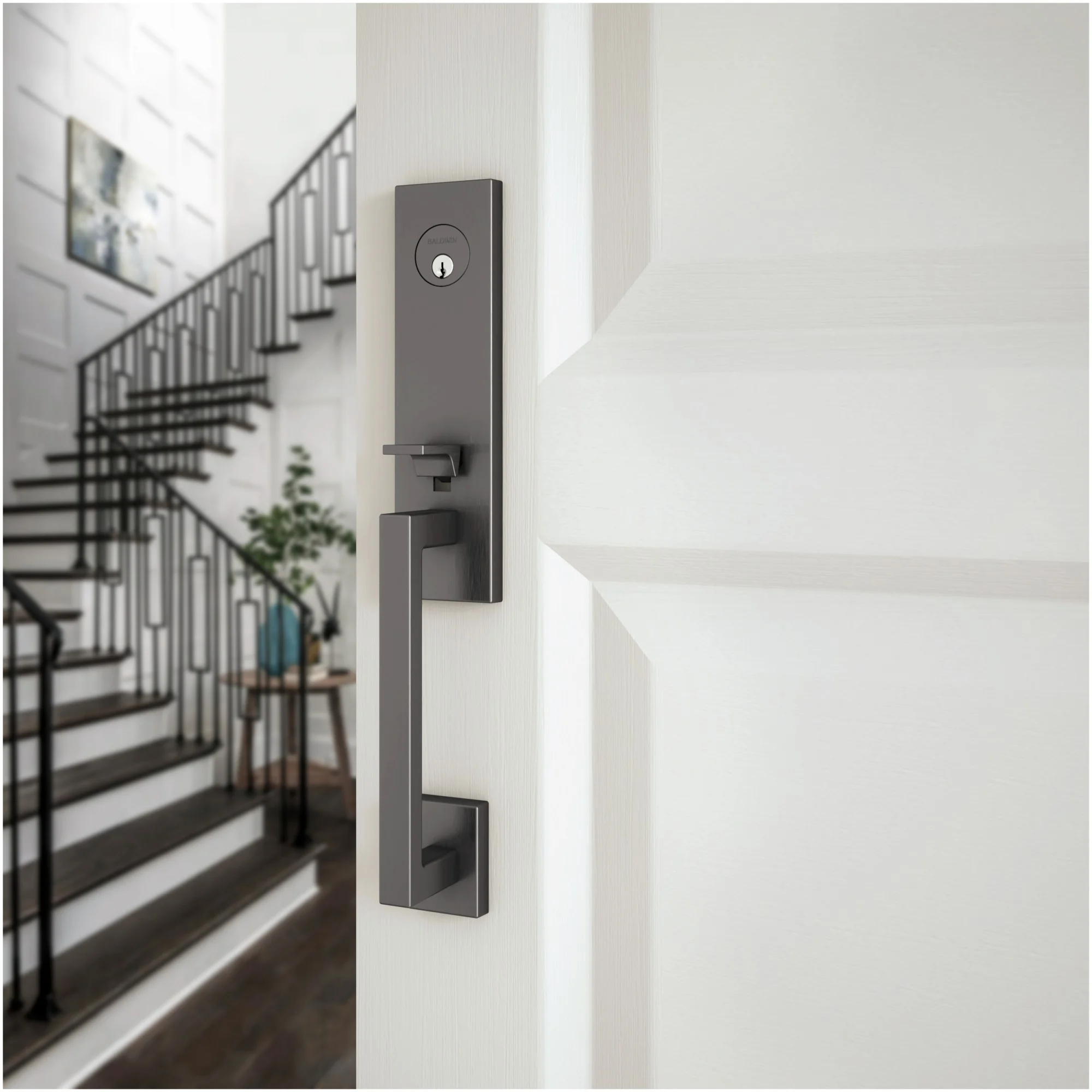 Baldwin 85391260RENT Minneapolis 0.75 in. Right Hand Single Cylinder Entry Tubular Handleset with 5162 Lever - Bright Chrome