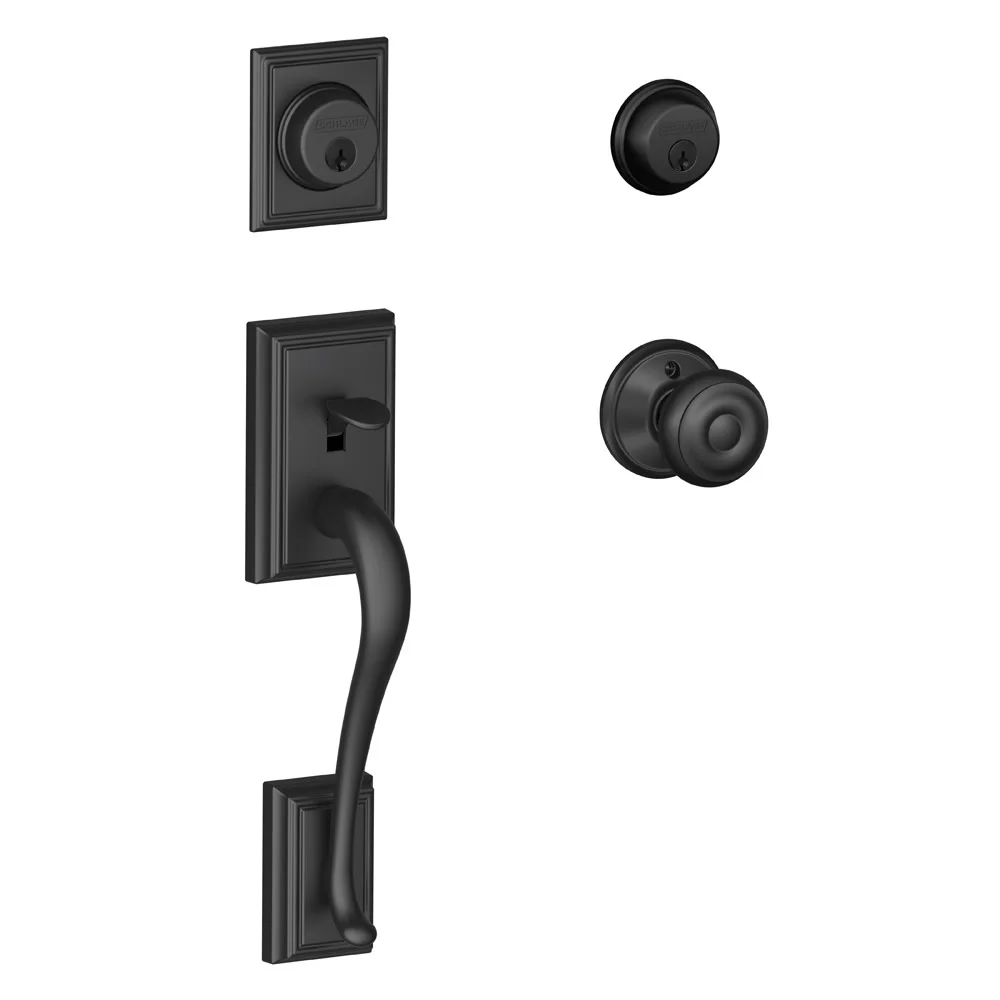 Schlage F62-Add-Geo Addison Double Cylinder Handleset - Black