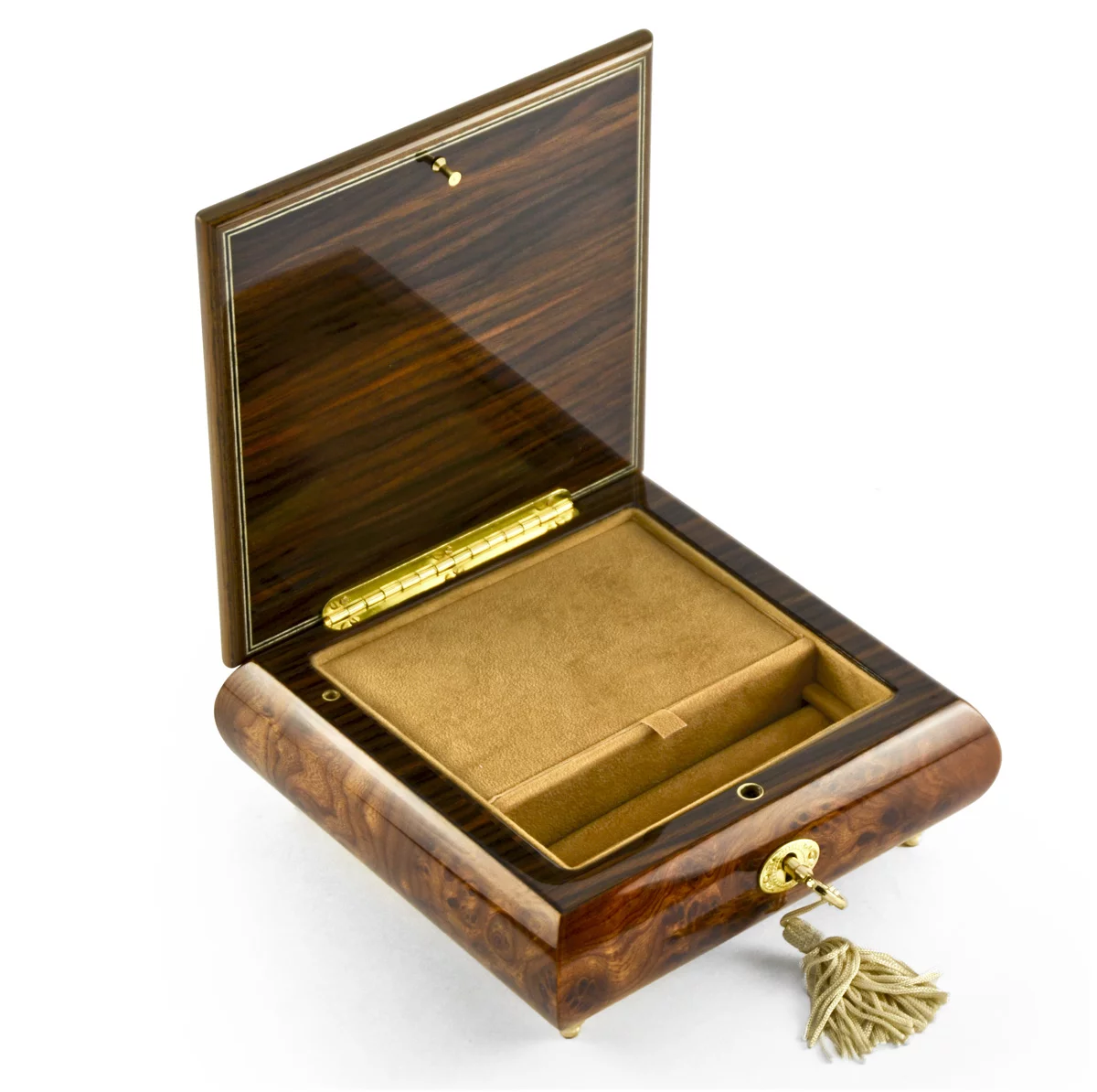 Handcrafted 30 Note Floral Inlay Music Box with Lock and Key - Your Song