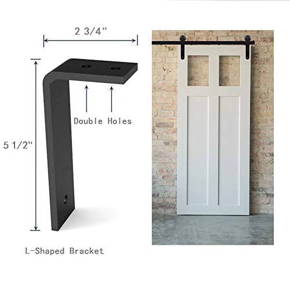 11FT Ceiling Mount Bracket Sliding Barn Door Hardware Kit Black,Strong Bearing, Low Ceiling L-Shape Bracket System, Fit 66