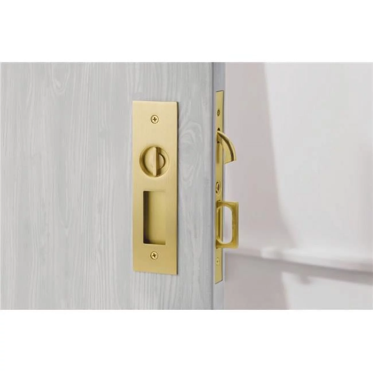 Emtek 2155US19134 1.75 in. Narrow Modern Rectangular Privacy Pocket Door Mortise Lock for Door, Flat Black