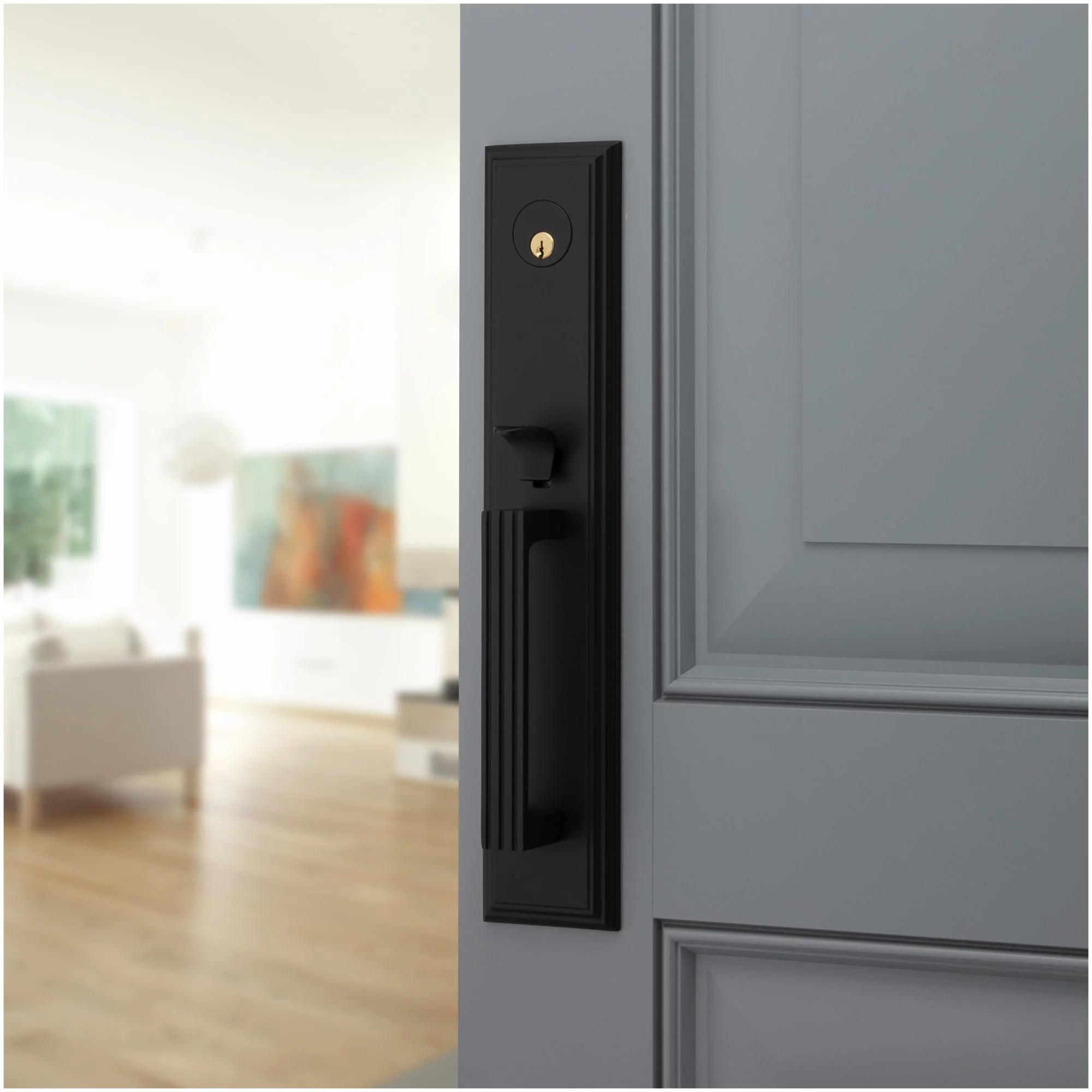 Baldwin 85342.Entr Tremont Full Plate Single Cylinder Keyed Entry Handleset - Brass