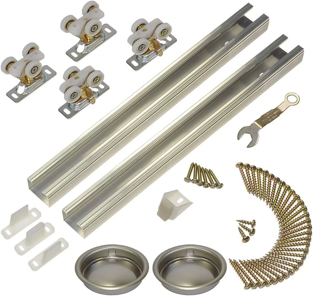 Johnson Hardware 111SD 96 in. 2-Door Heavy Duty Bypass Track/Hardware Set for 3/4 in. Or Thicker Doors to 150 lbs.