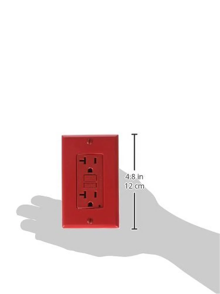 Leviton Self Test Slim GFCI Outlet with Wallplate 20 Amp Tamper Resistant Red