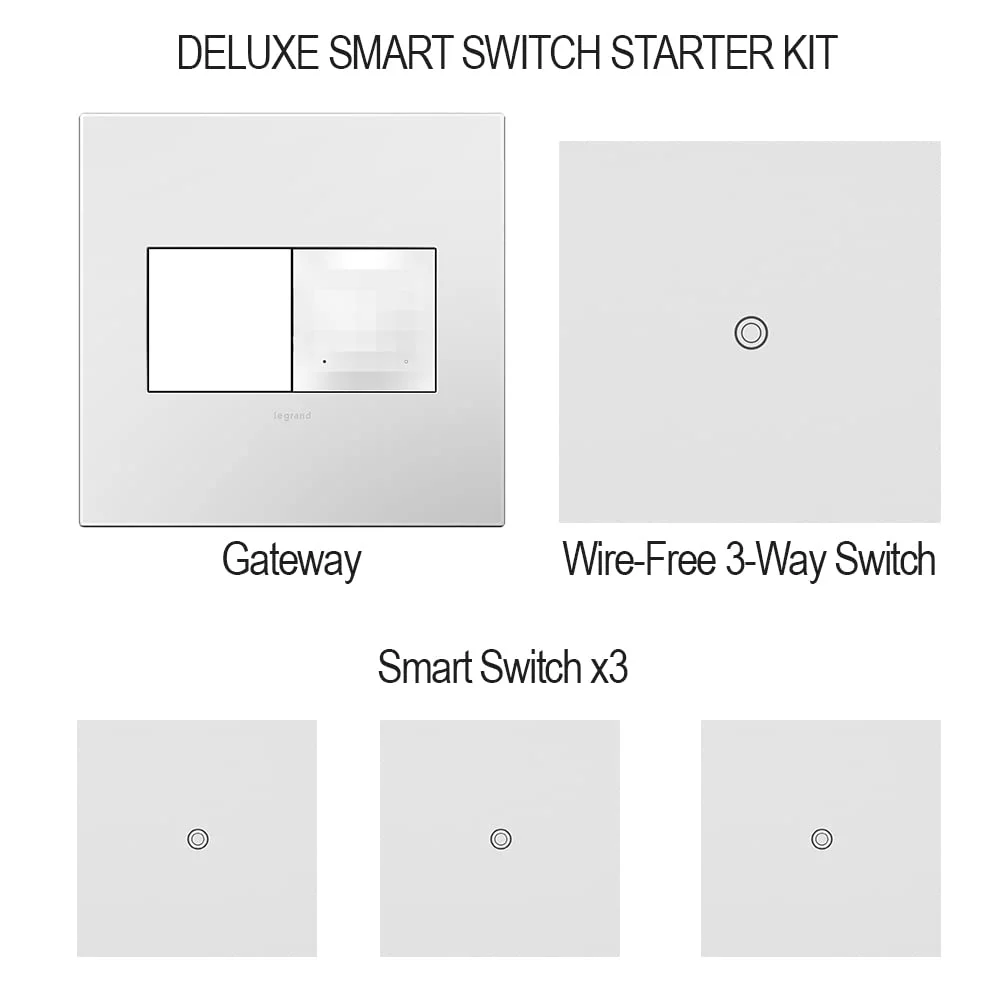 Legrand adorne with Netatmo Deluxe Smart Switch Starter Kit | Compatible with Alexa, Apple HomeKit, and The Google Assistant (White)