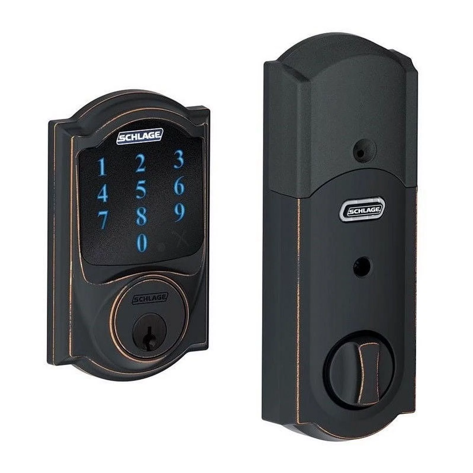 Schlage BE469VCAM716 Aged Bronze Connect Camelot Touchscreen W/Built-In Alarm & Z-Wave