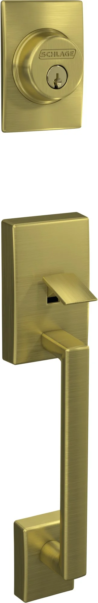 Schlage Fc58-Cen Custom Century Keyed Entry Single Cylinder Sectional Handleset - Brass