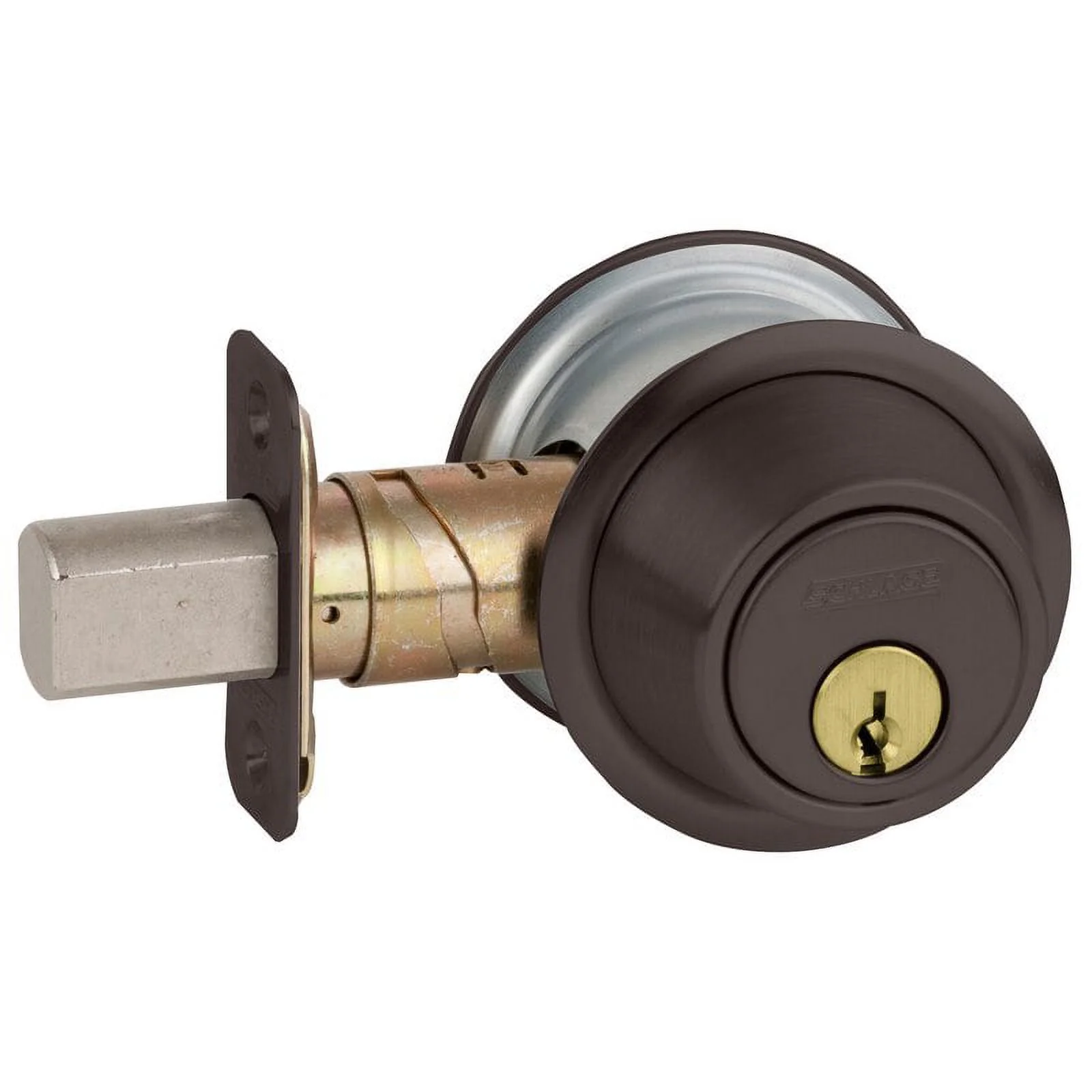 Schlage B561P 613 Grade 2 One Way Deadbolt Conventional Cylinder Adjustable 2-3/8 and 2-3/4 Backset Dark Oxidized Satin Bronze Oil Rubbed Finish