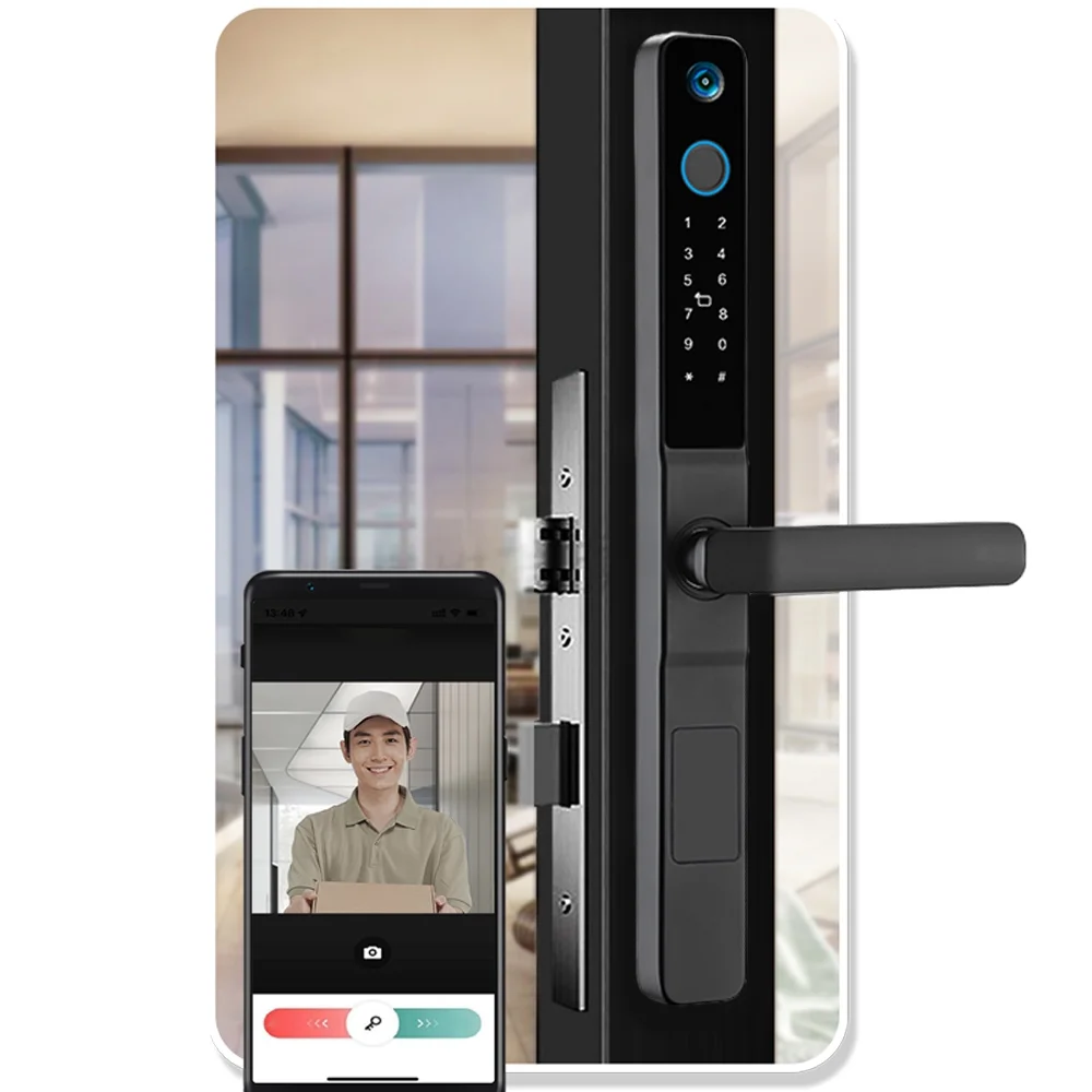 Intelligent Door Lock,Lock 35-120mm Lock App Remote 35-120mm Door 5 Door Lock 5 Modes Unlock Stainless Steel Door Camera Keyless Door Remote Operation Lock Door 5 Modes Camera Less Door Poweredr