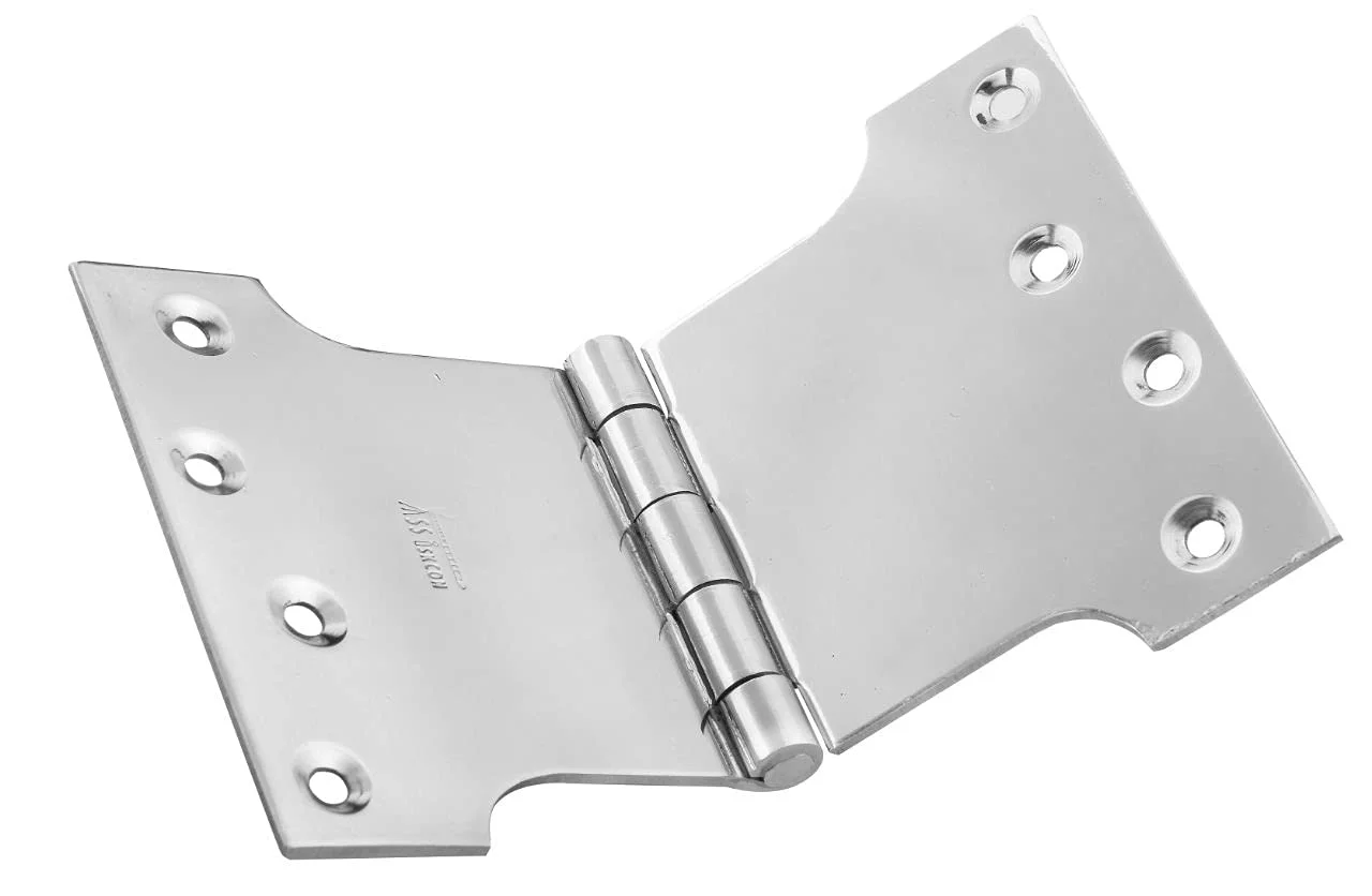 Ssiskcon Stainless Steel Parliament Door Hinge 4 in x 5 in Obstacle Gap x 8 in with 8 Screws Wide Throw Swing Clear Projection Hinges Brushed Satin 32D (Pack of 1)