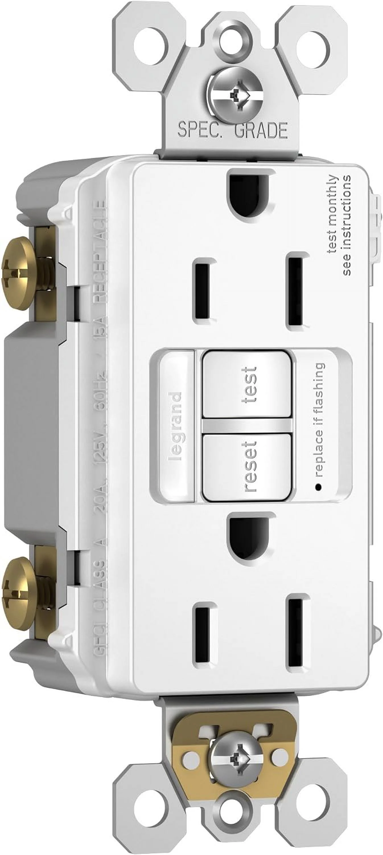 Legrand radiant Night Light, Self-Test GFCI Outlets, Safe for Kids, Tamper Resistant, White, 15 Amp, 1597NTLTRWCCD4