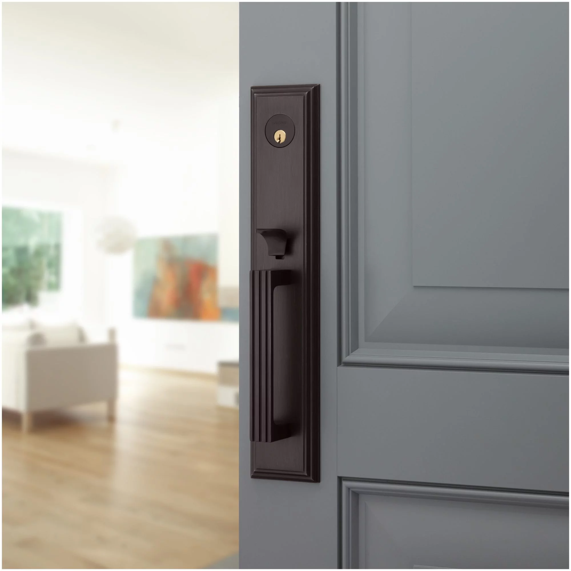 Baldwin 85342.Entr Tremont Full Plate Single Cylinder Keyed Entry Handleset - Brass