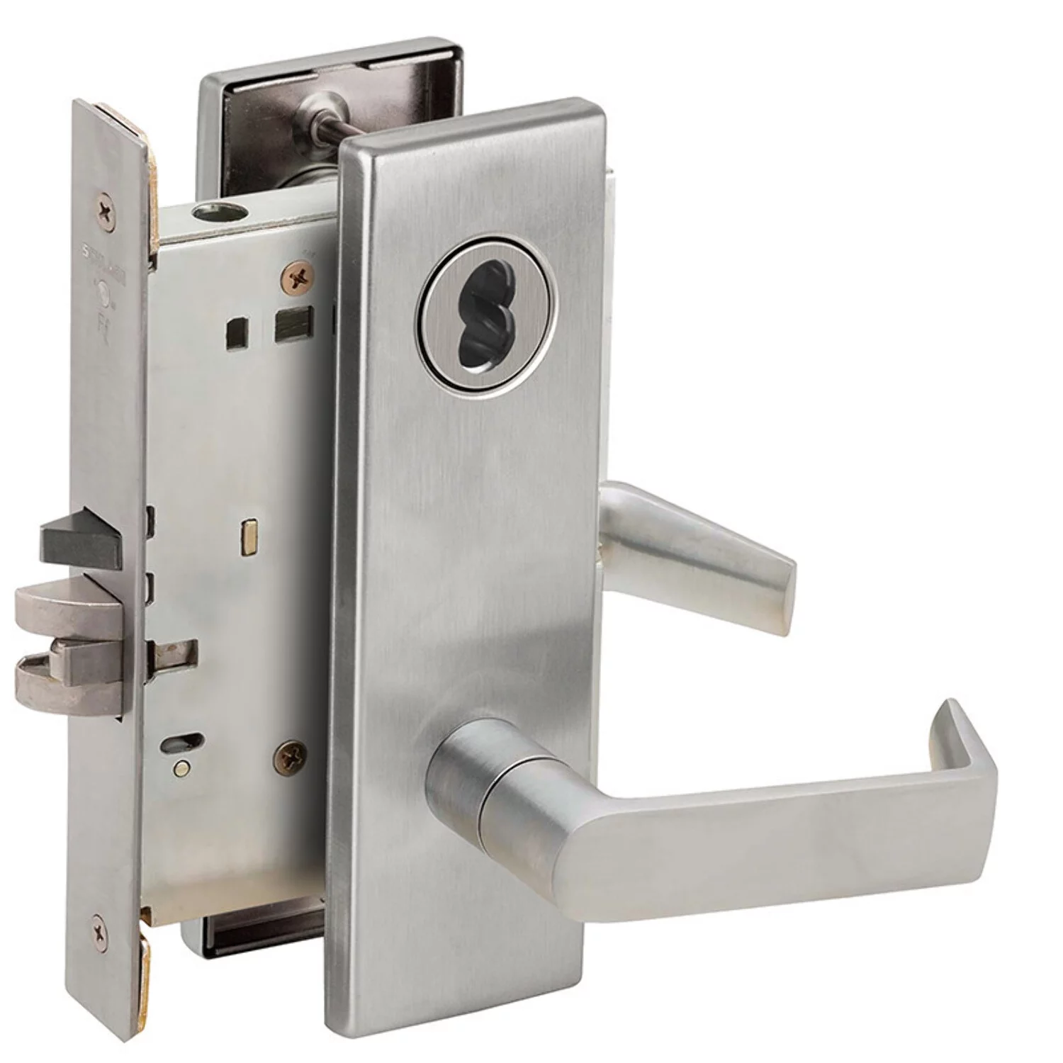 Schlage L9080J 06N 626 Grade 1 Storeroom Mortise Lock Schlage FSIC Less Core 06 Lever N Escutcheon Satin Chrome Finish Field Reversible