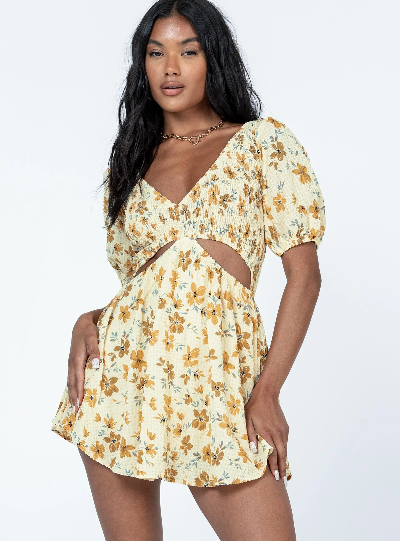 Leno Mini Dress Yellow