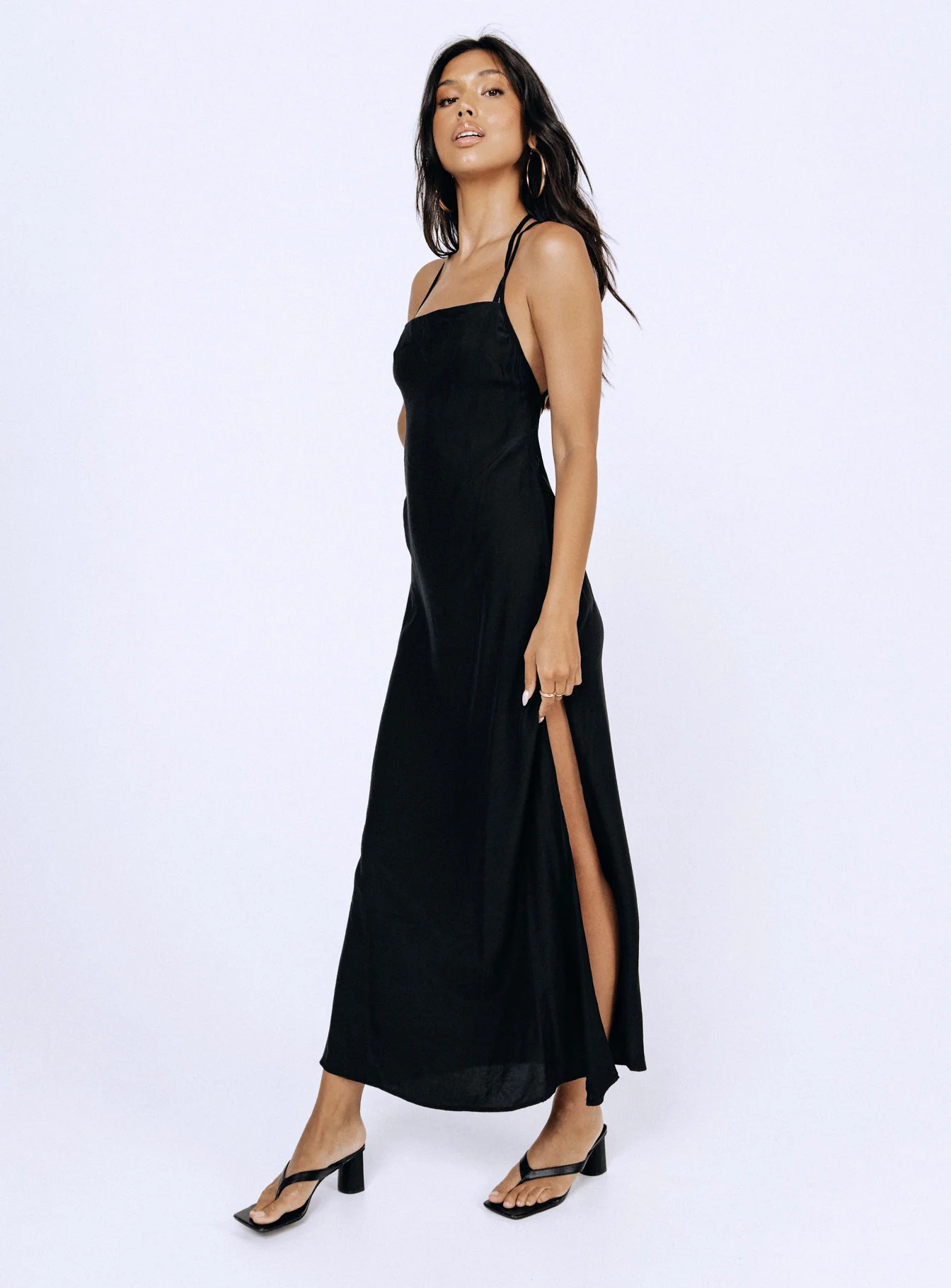 Angela Tie Maxi Dress Black