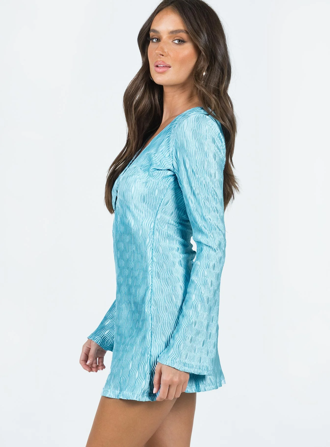 Breah Long Sleeve Mini Dress Blue