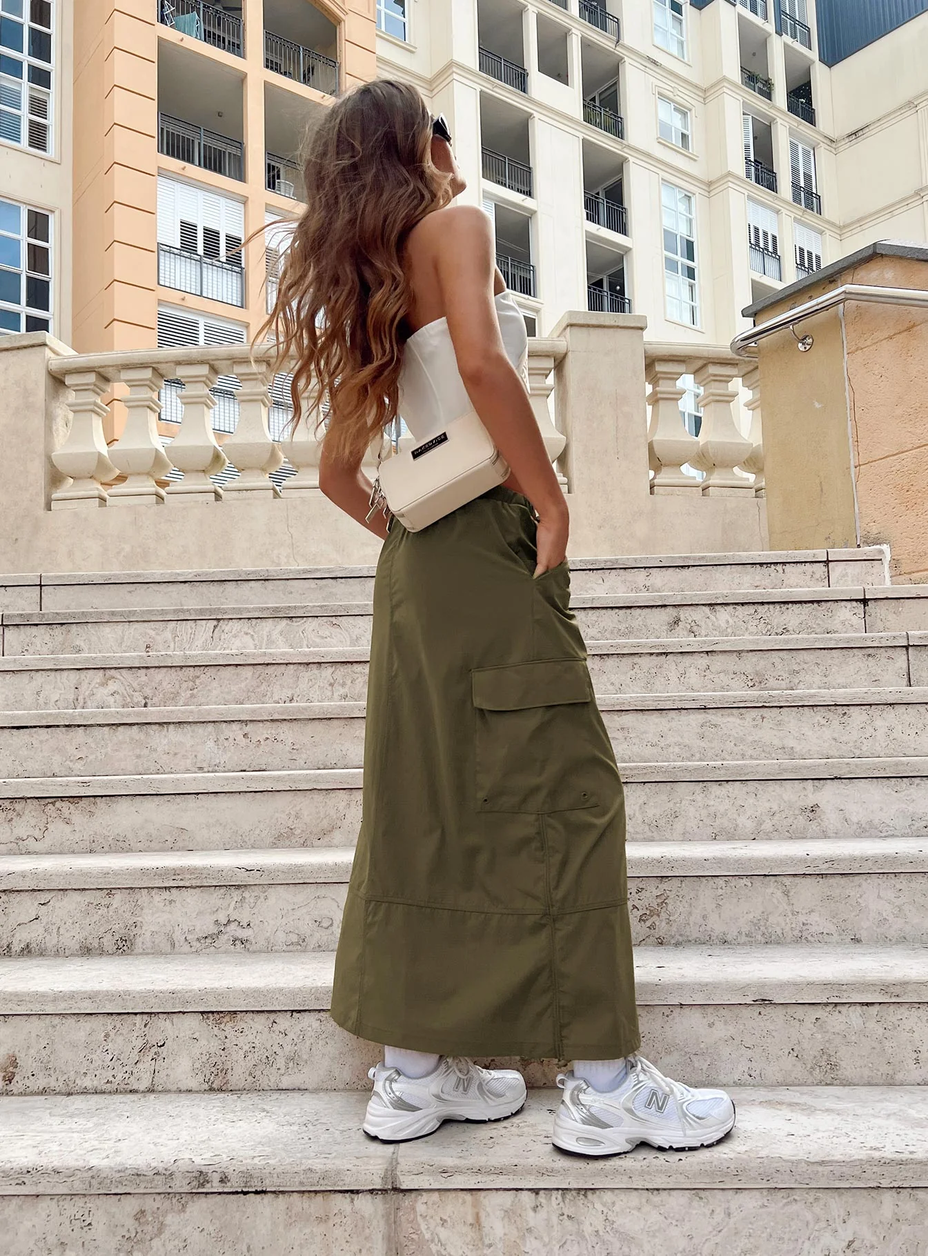 Ferguson Parachute Maxi Skirt Khaki
