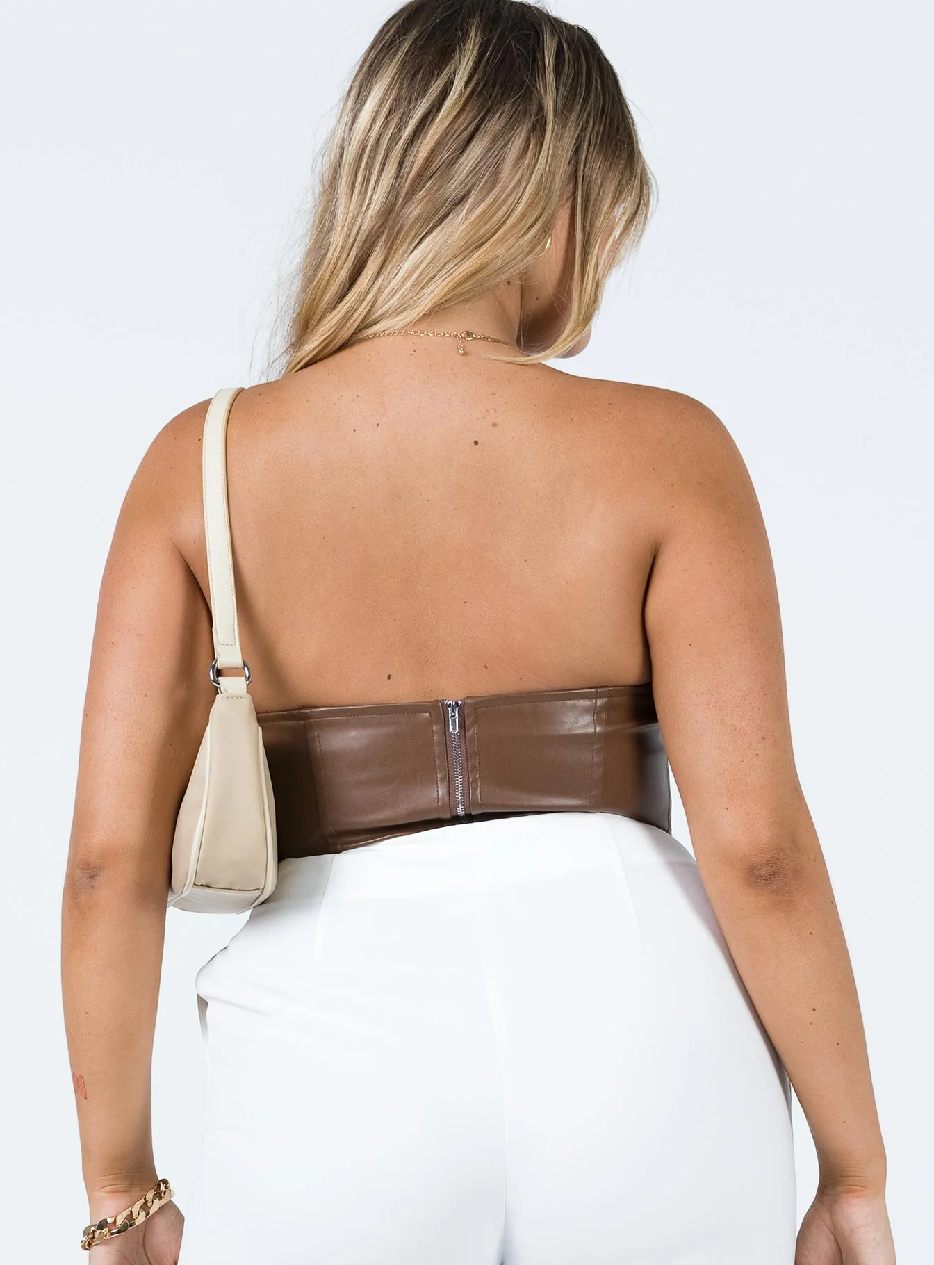 Jessica PU Bustier Brown