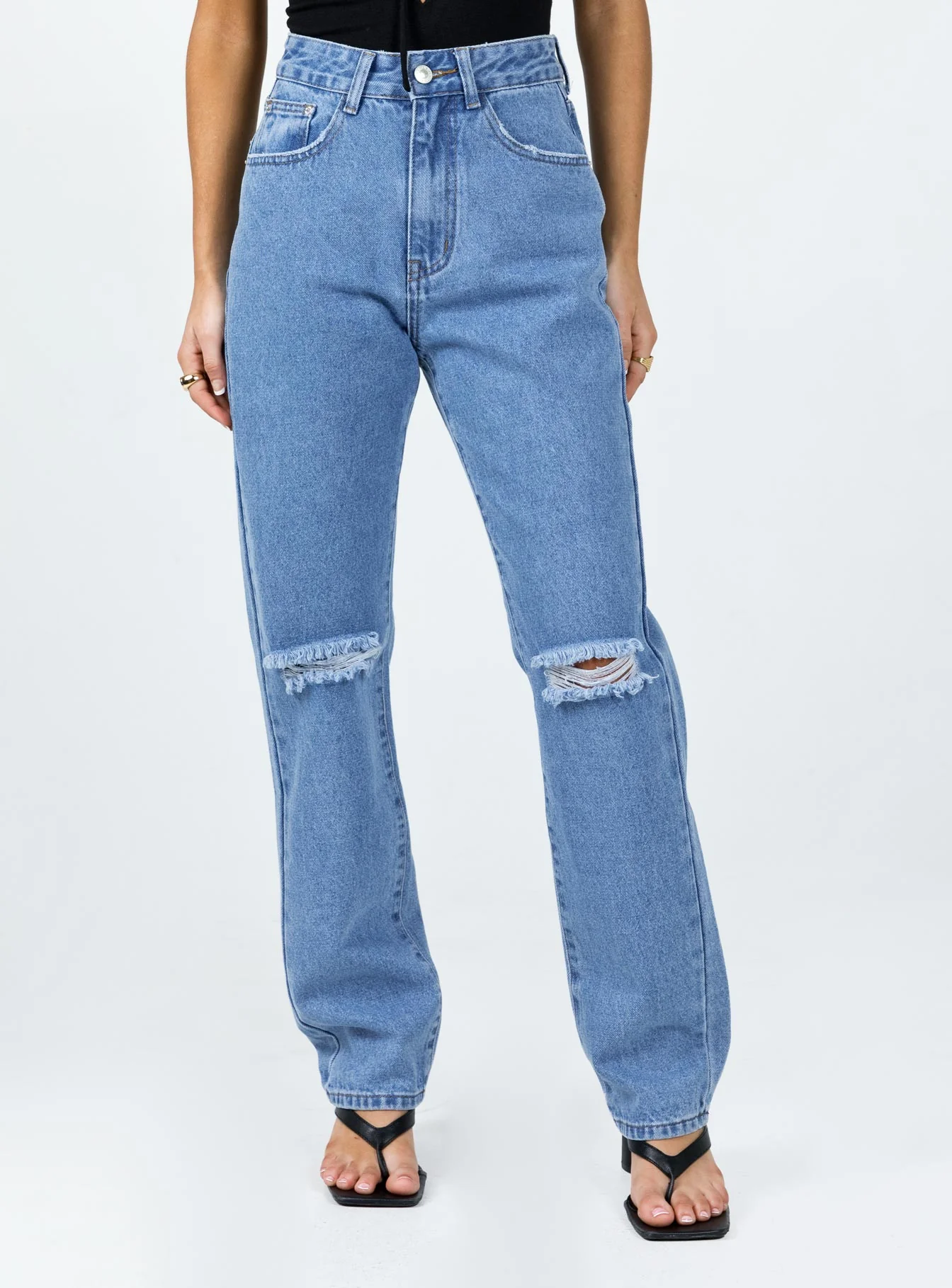 I'm Fine Mom Jeans Mid Wash Denim