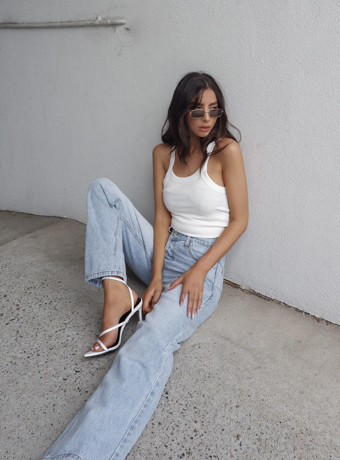 Holly Asymmetric Straight Leg Jean Light Wash Denim Petite