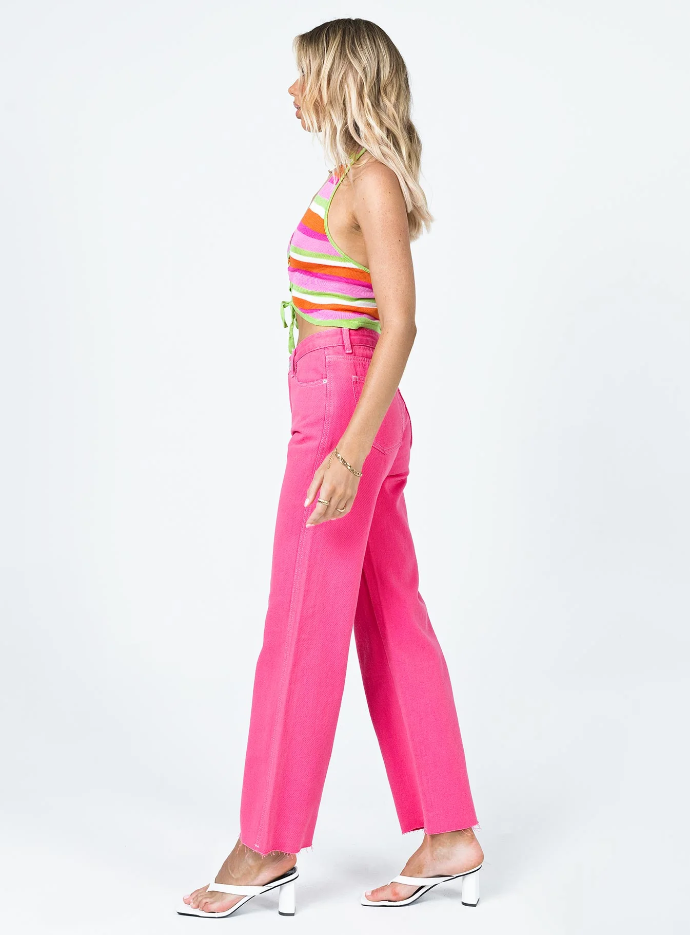 Popsicle Straight Leg Denim Jeans Pink
