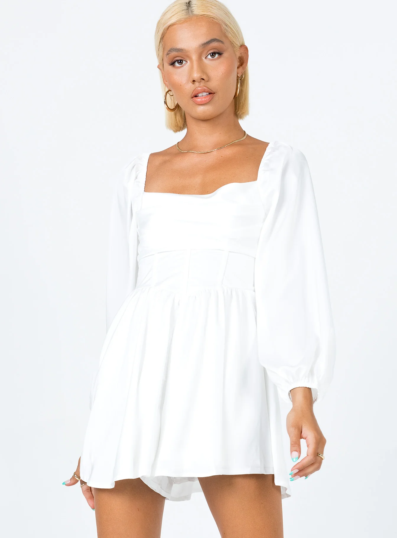 Lillie Long Sleeve Romper White