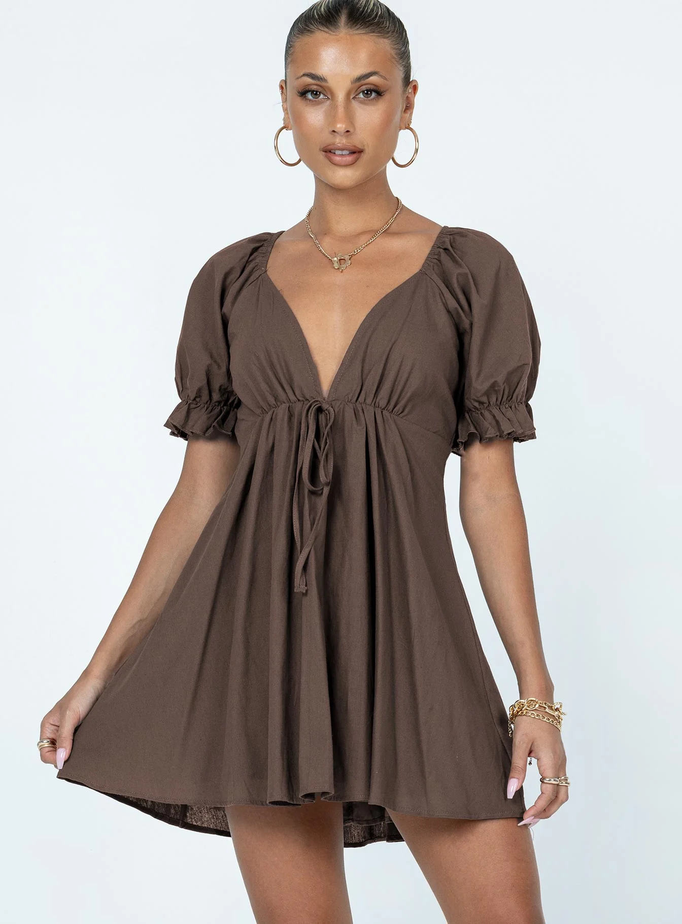Blissful Mini Dress Brown