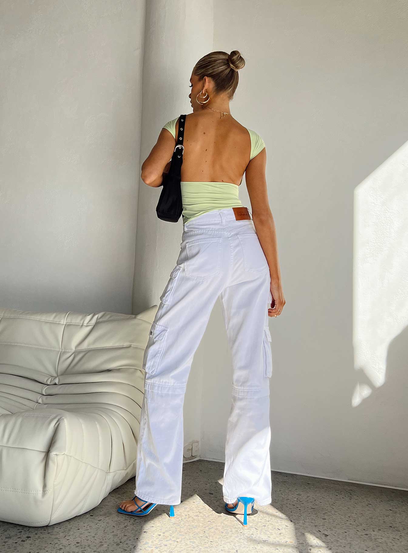 Darla Cargo Denim Jeans White