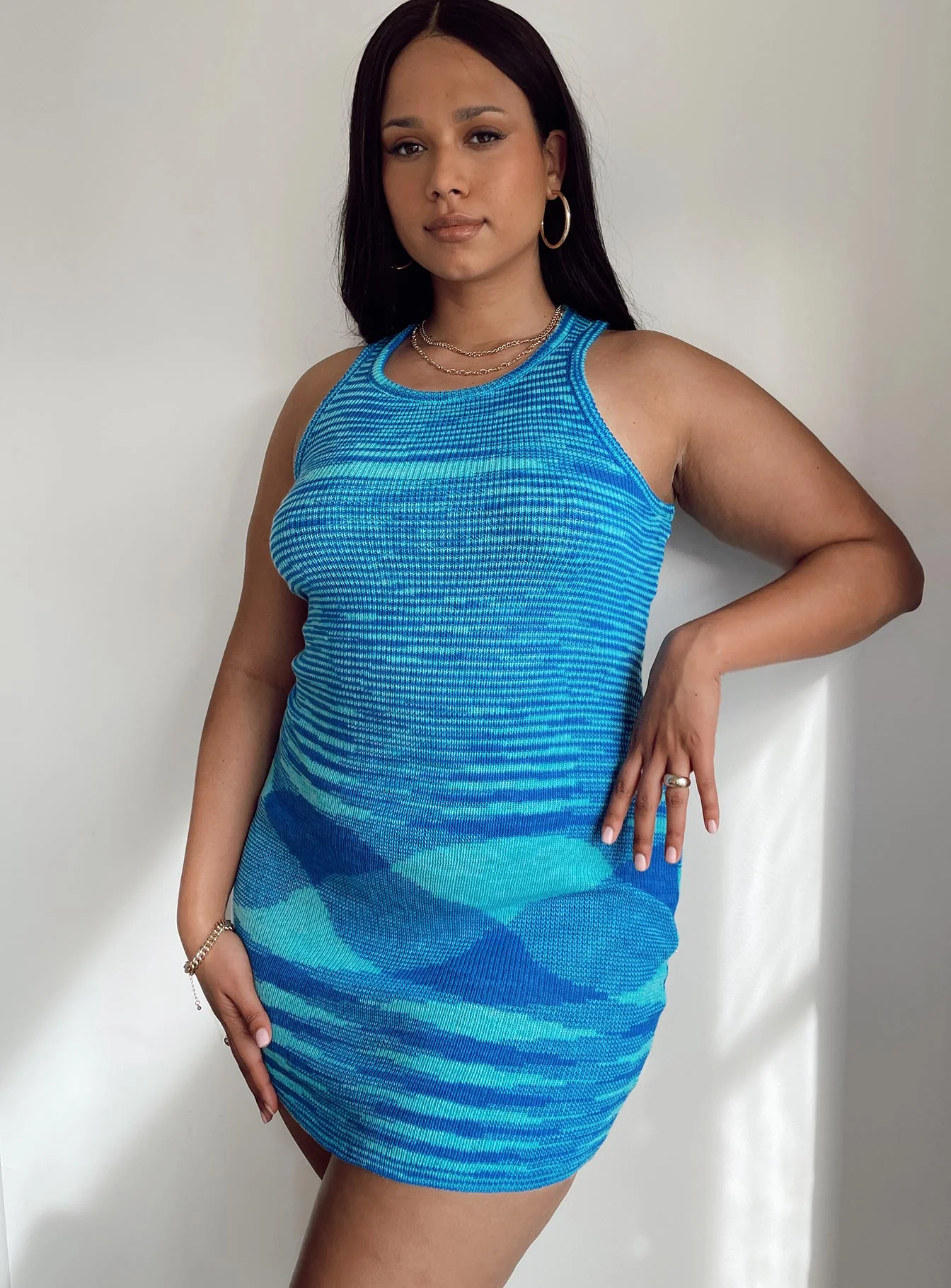Elish Mini Dress Blue Curve